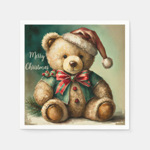 Vintage Christmas Teddy bear Napkins