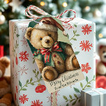 Vintage Christmas Teddy bear personalized Gift Tags<br><div class="desc">Vintage Christmas Teddy bear,  add name</div>