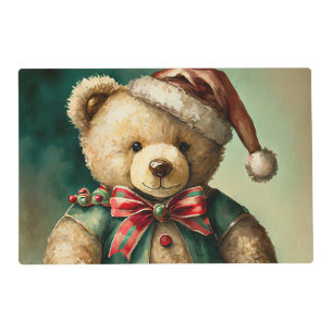 Vintage Christmas Teddy bear Placemat