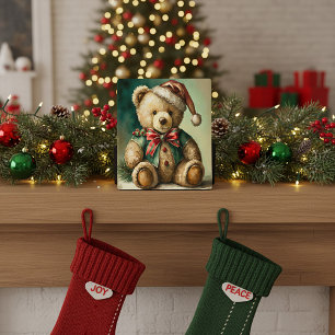 Vintage Christmas Teddy bear Plaque