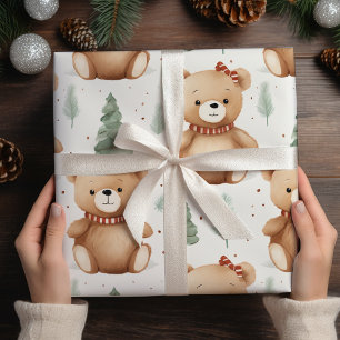Vintage Christmas Teddy Bears Wrapping Paper Sheets
