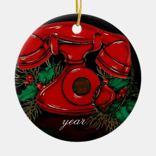 Vintage Christmas Telephone Ornament (Front)