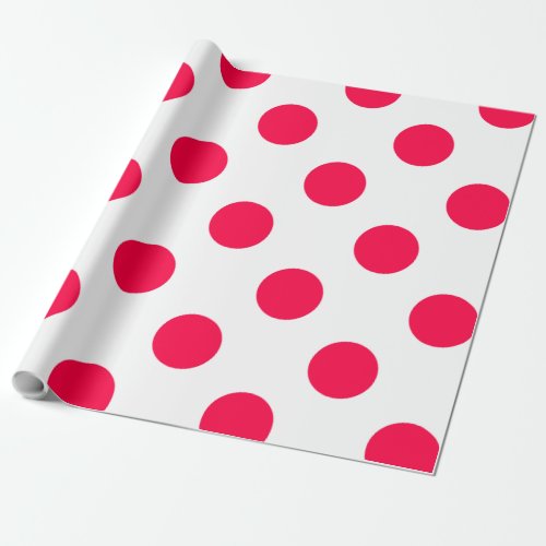 Vintage Christmas Template Red Polka Dots White Wrapping Paper