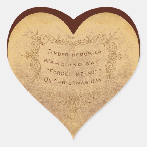 Vintage Christmas Tender Memories Heart Sticker