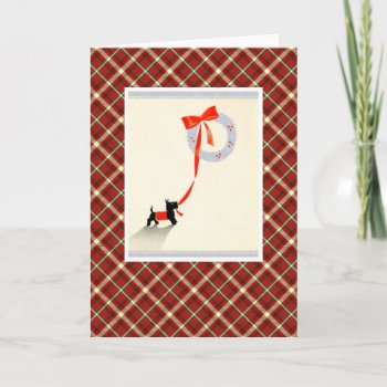 Vintage Christmas Terrier Dog Holiday Card by Zazilicious at Zazzle