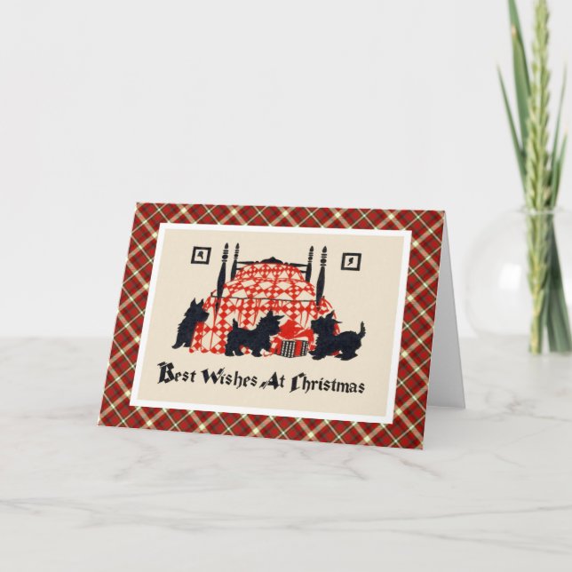 Vintage Christmas Terrier Dogs Holiday Card (Front)