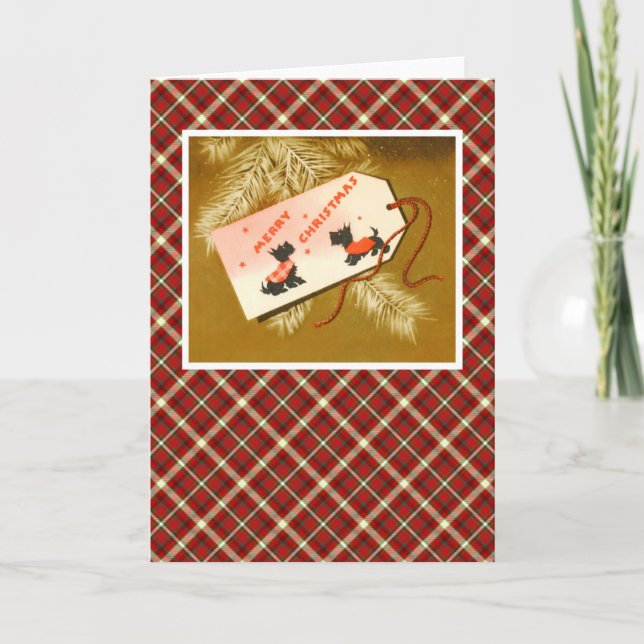 Vintage Christmas Terrier Dogs Holiday Card (Front)