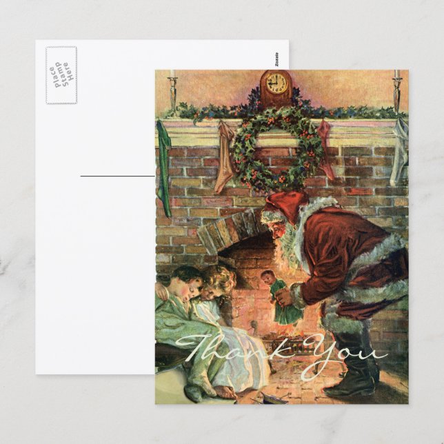Vintage Christmas Thank You Holiday Postcard (Front/Back)