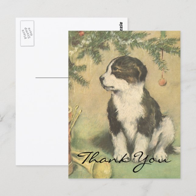 Vintage Christmas Thank You Postcard (Front/Back)