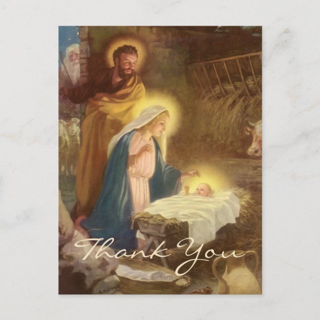 Vintage Christmas Thank You Postcard (Front)
