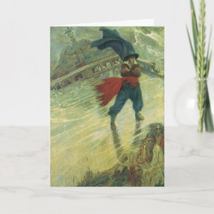 Vintage Christmas, The Flying Dutchman Pirate Ship Holiday Card