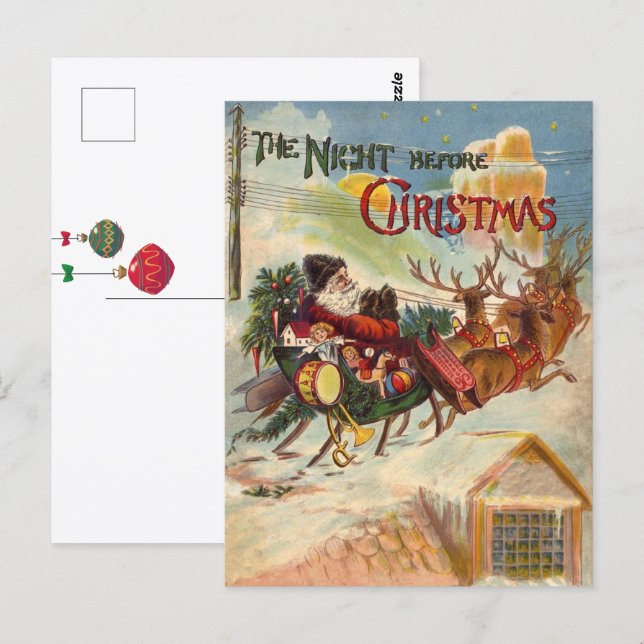 Vintage Christmas, The Night Before Christmas Postcard (Front/Back)
