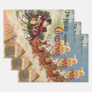 Vintage Christmas, The Night Before Christmas Wrapping Paper Sheets