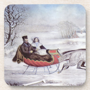 Vintage Christmas, The Road Winter, Sleigh Horse Coaster