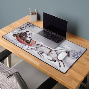 Vintage Christmas, The Road Winter, Sleigh Horse Desk Mat