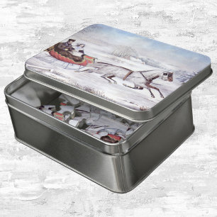 Vintage Christmas, The Road Winter, Sleigh Horse Jigsaw Puzzle