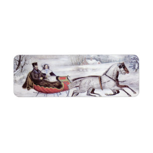 Vintage Christmas, The Road Winter, Sleigh Horse Label
