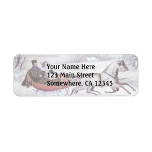 Vintage Christmas, The Road Winter, Sleigh Horse Label