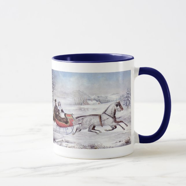 Vintage Christmas, The Road Winter, Sleigh Horse Mug (Right)