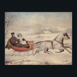 Vintage Christmas, The Road Winter, Sleigh Horse Wood Wall Decor<br><div class="desc">Vintage illustration Christmas holiday design originally published by Currier & Ives in 1853 titled The Road - Winter. This love and romance design features a couple taking a romantic winter ride in a horse drawn sleigh over the snowy landscape. This artwork was possibly a portrait of Nathaniel Currier and his...</div>