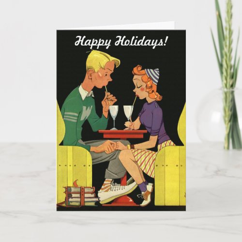 Vintage Christmas the Soda Shop Love and Romance Holiday Card