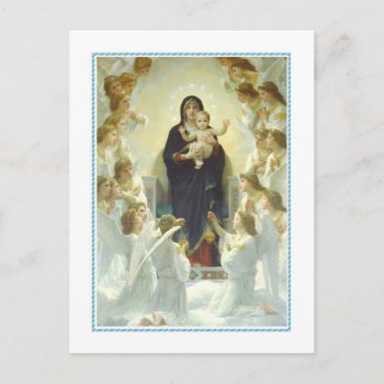 Vintage Christmas The Virgin With Angels Holiday Postcard by Vintagearian at Zazzle