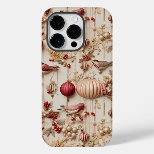 Vintage Christmas Theme Faux 3D  Case_Mate iPhone 14 Pro Case