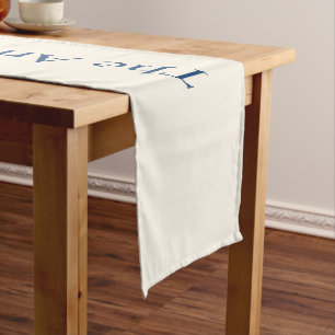 Vintage Christmas Themed Table Decor White Navy Short Table Runner
