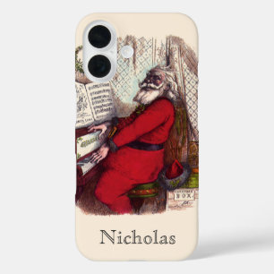 Vintage Christmas, Thomas Nast Santa Claus Piano iPhone 16 Case
