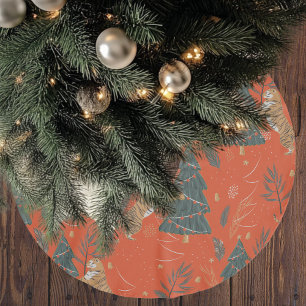 Vintage Christmas Tiger and Christmas Tree Brushed Polyester Tree Skirt