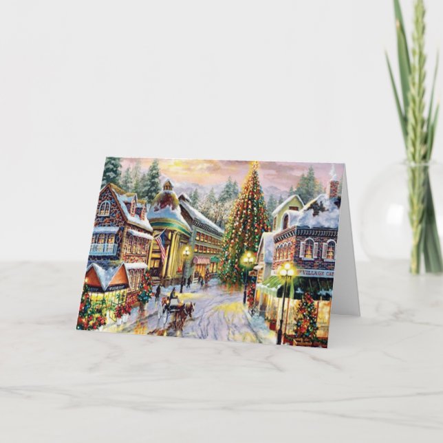 Vintage Christmas Town Holiday Card (Front)