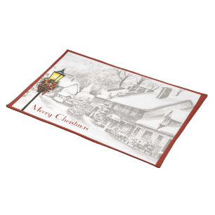 Vintage Christmas Town Placemat