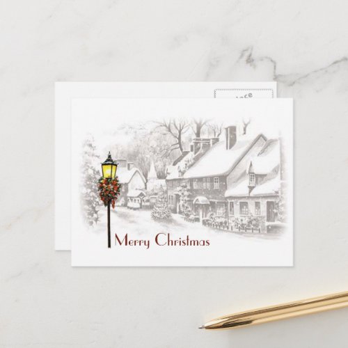 Vintage Christmas Town Postcard