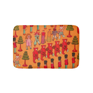 Vintage Christmas Toy Parade 1907 Puck Magazine Bath Mat
