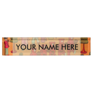 Vintage Christmas Toy Parade 1907 Puck Magazine Desk Name Plate