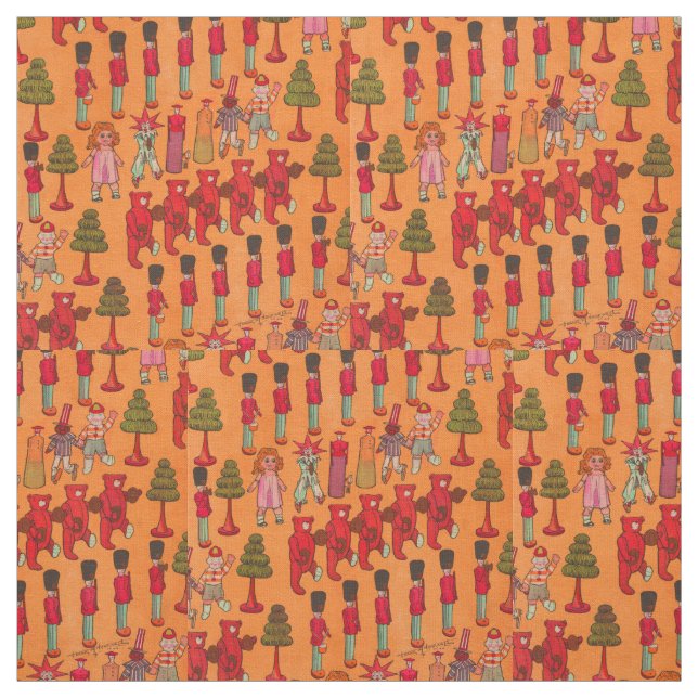 Vintage Christmas Toy Parade 1907 Puck Magazine Fabric (Swatch)