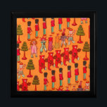 Vintage Christmas Toy Parade 1907 Puck Magazine Gift Box<br><div class="desc">Step back in time to an Edwardian Christmas with this enchanting "Toy Parade, " originally featured on a 1907 cover of Puck magazine. This reproduction showcases a delightful array of century-old treasures, including rosy-cheeked dolls, marching toy soldiers, whimsical teddy bears, and classic wooden Christmas trees. Captured in a warm, nostalgic...</div>