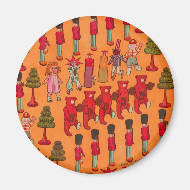Vintage Christmas Toy Parade 1907 Puck Magazine Magnet (Front)