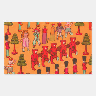 Vintage Christmas Toy Parade 1907 Puck Magazine Rectangular Sticker