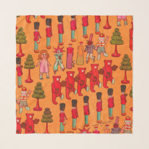 Vintage Christmas Toy Parade 1907 Puck Magazine Scarf
