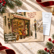 Vintage Christmas Toy Shop in Snowy Village