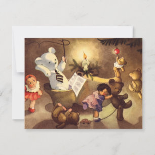 Vintage Christmas Toys and Teddy Bears Invitation