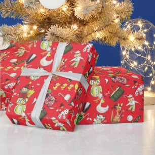 Vintage Christmas Toys Drum Soldier Jack in Box Wrapping Paper