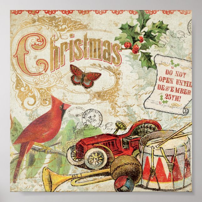 Vintage Christmas Toys Poster (Front)