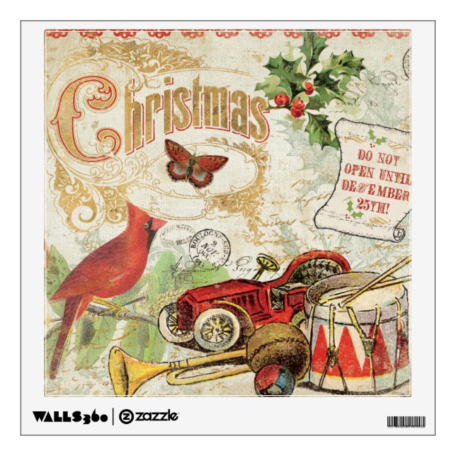Vintage Christmas Toys Wall Sticker (Front)