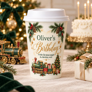Vintage Christmas Train Birthday Paper Cup