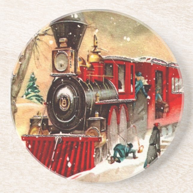 Vintage Christmas Train Coaster (Front)