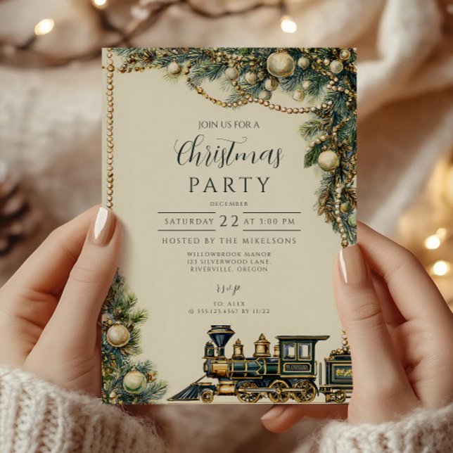 Vintage Christmas Train Holiday Card (Creator Uploaded)