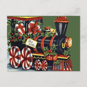 Vintage Christmas Train Postcard