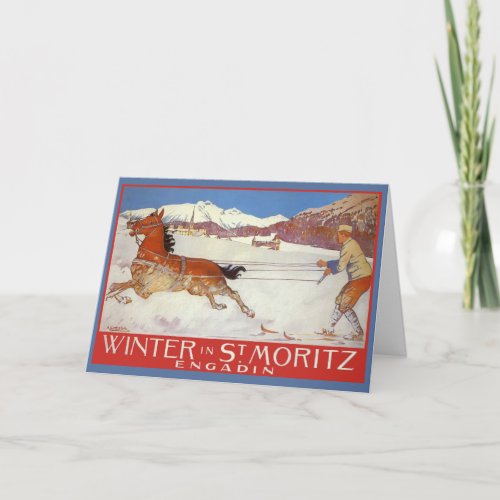 Vintage  Christmas Travel Poster for Switzerland Holiday Card